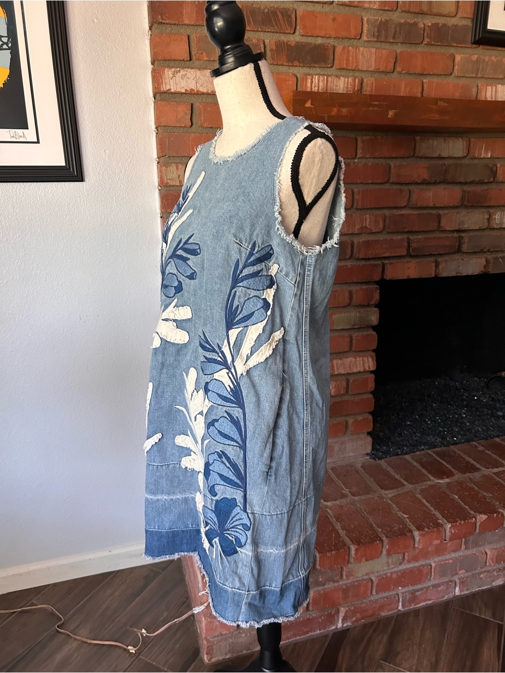 Anthropologie Holding Horses Floral Embroidered Denim Dress Sz S - Picture 5 of 8